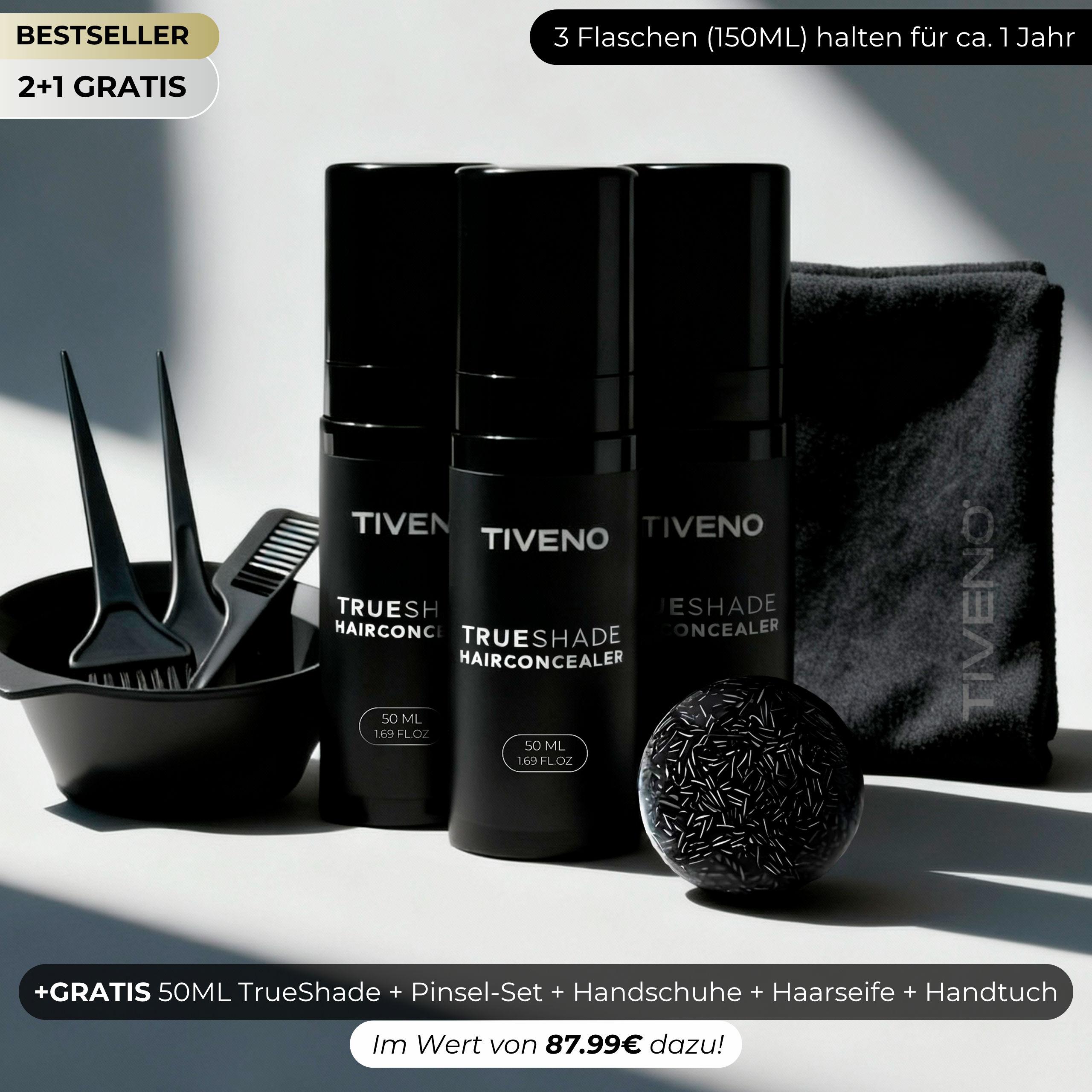 TrueShade™ - Kaschiert Haarausfall für 7 Tage am Stück. Natürlich & unsichtbar