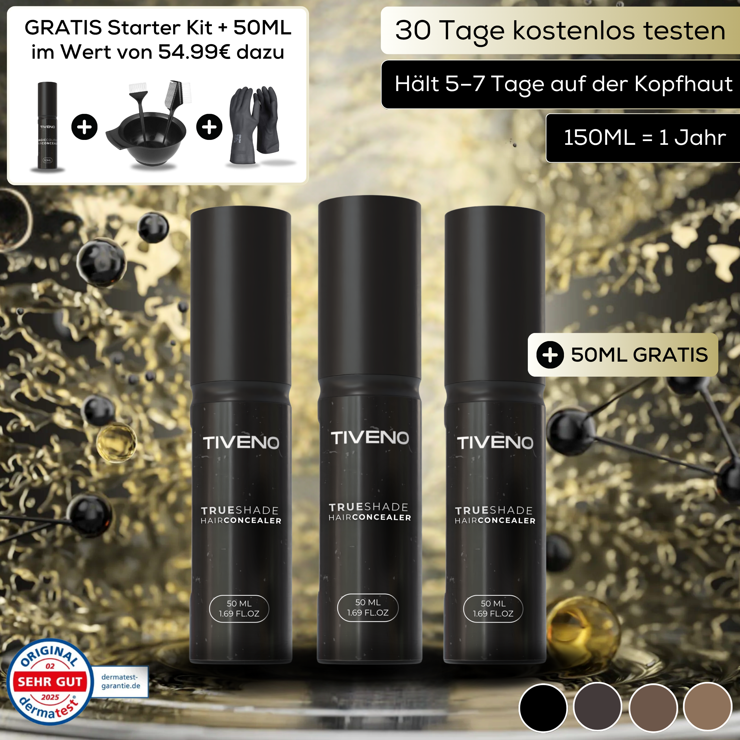 TrueShade™ - Färbt Kopfhaut unauffällig für dichtes & selbstbewusstes Haar bis zu 7 Tage