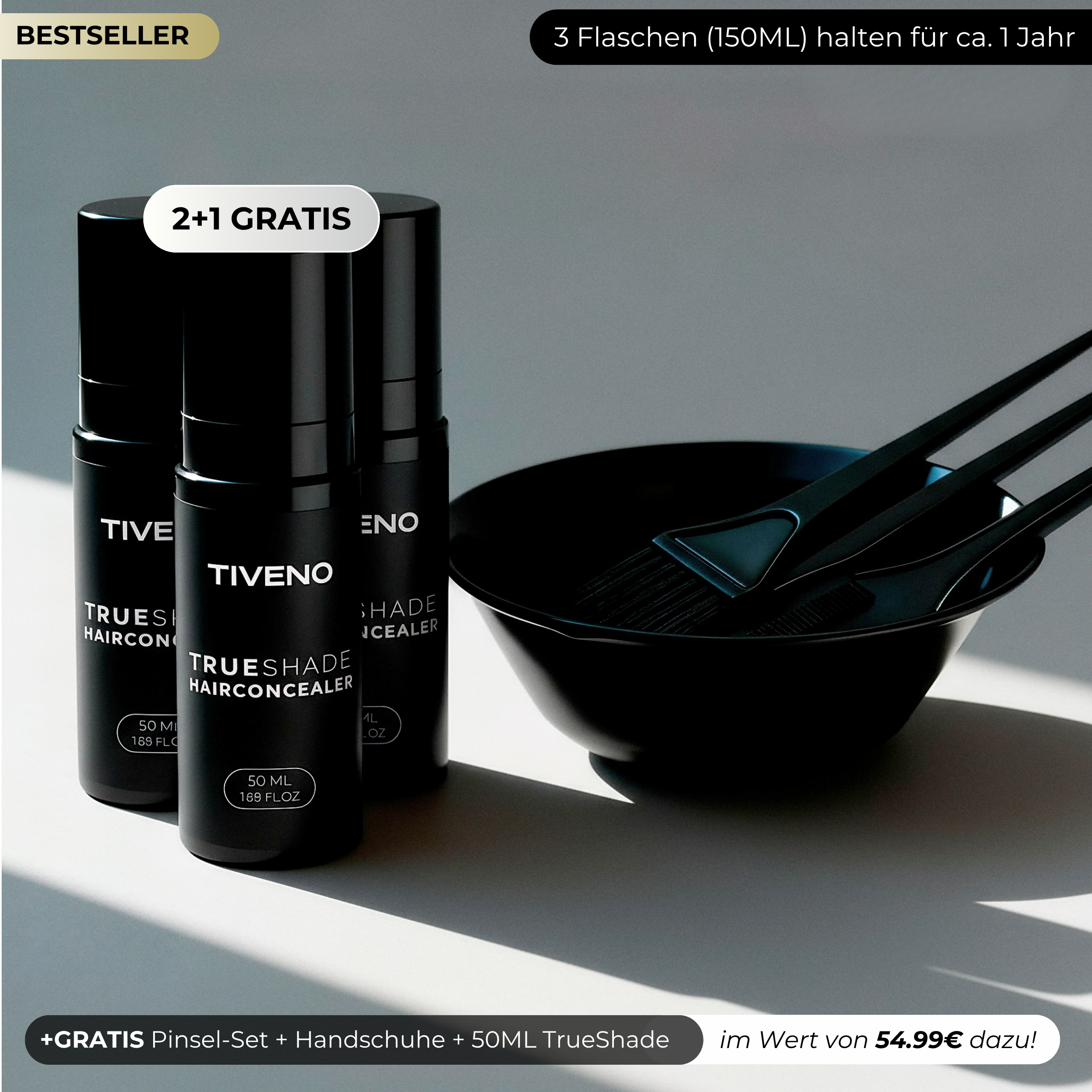 TrueShade™ - Kaschiert Haarausfall für 7 Tage am Stück. Natürlich & unsichtbar.